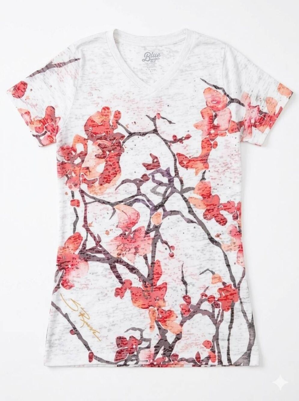 🔺️Blue 84 White Cherry Blossom Burnout Top Small